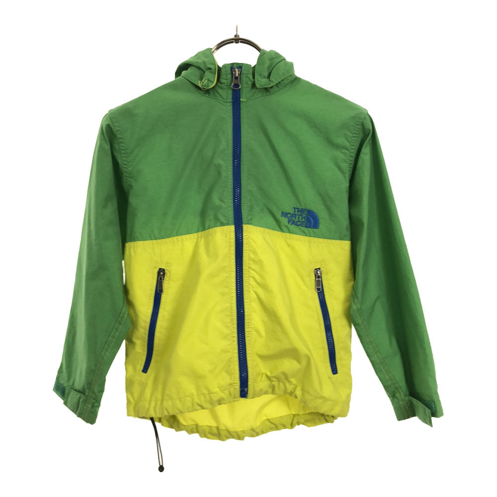 THE NORTH FACE ザノースフェイス NPJ21250 ロゴ刺繍 ナイロンジャケット 120 グリーン×イエロー アウトドア キッズ