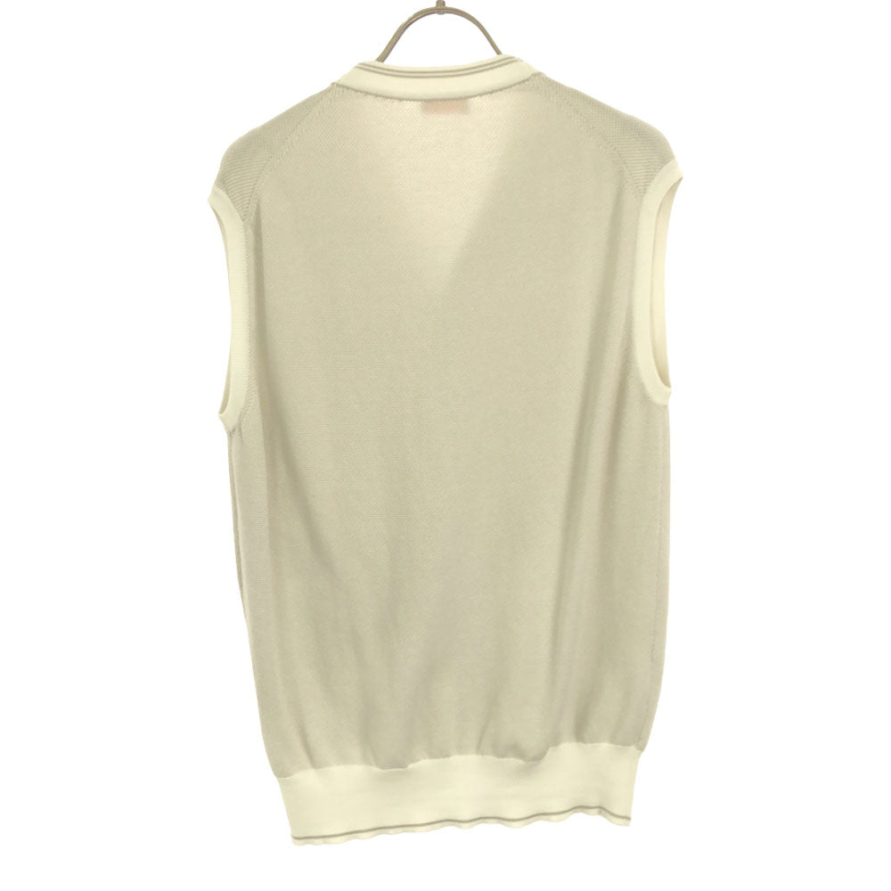 CRUCIANI クルチアーニ イタリア製 コットン ニットベスト 48 ライトグレー×ホワイト メンズ