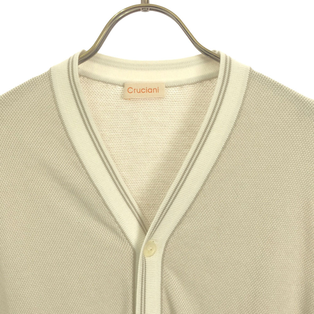 CRUCIANI クルチアーニ イタリア製 コットン ニットベスト 48 ライトグレー×ホワイト メンズ