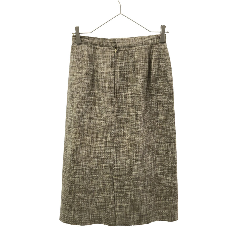 Burberrys バーバリーズ リネン 総柄 ミモレ丈 タイトスカート ベージュ系 バックジップ 裏地付き レディース