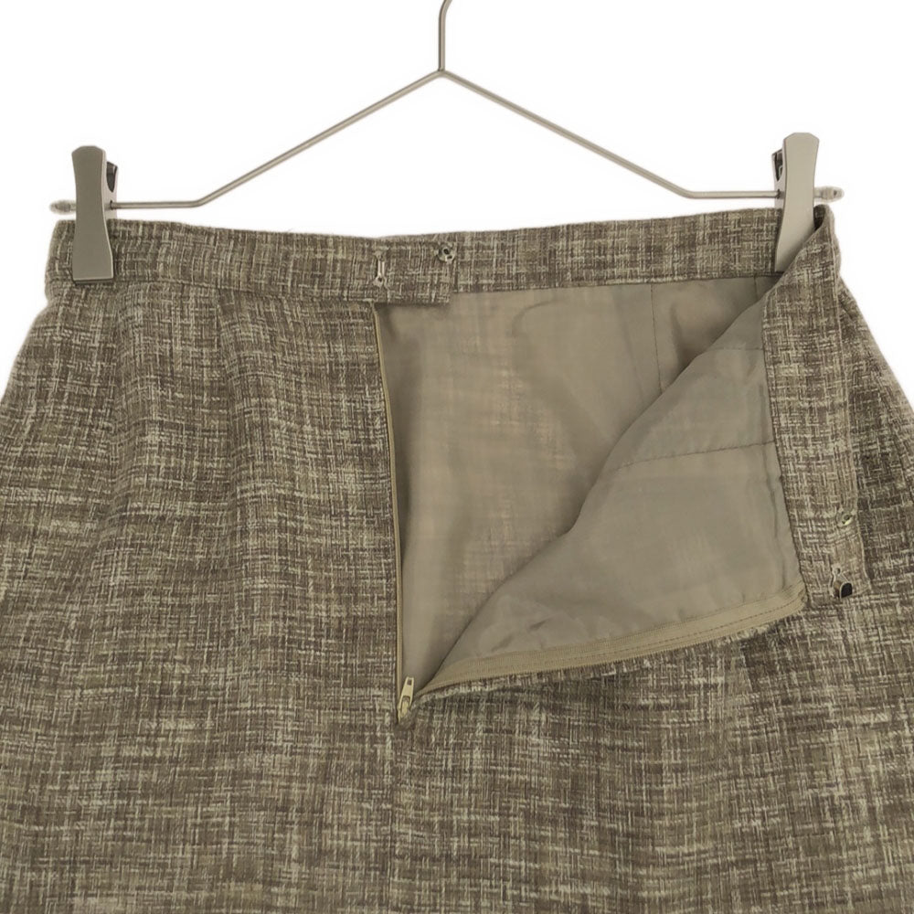 Burberrys バーバリーズ リネン 総柄 ミモレ丈 タイトスカート ベージュ系 バックジップ 裏地付き レディース