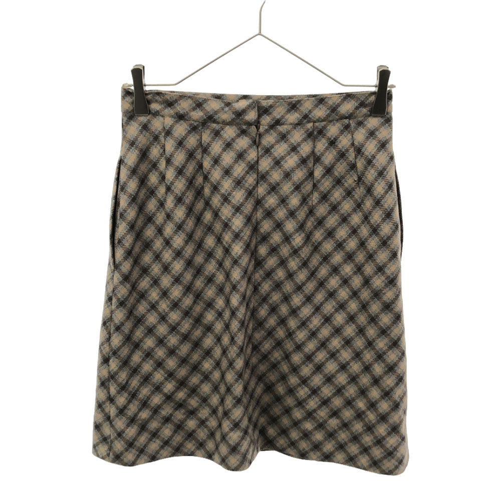 FOXEY フォクシー 日本製 ウール チェック柄 ミニスカート 40 ブラウン系 レディース