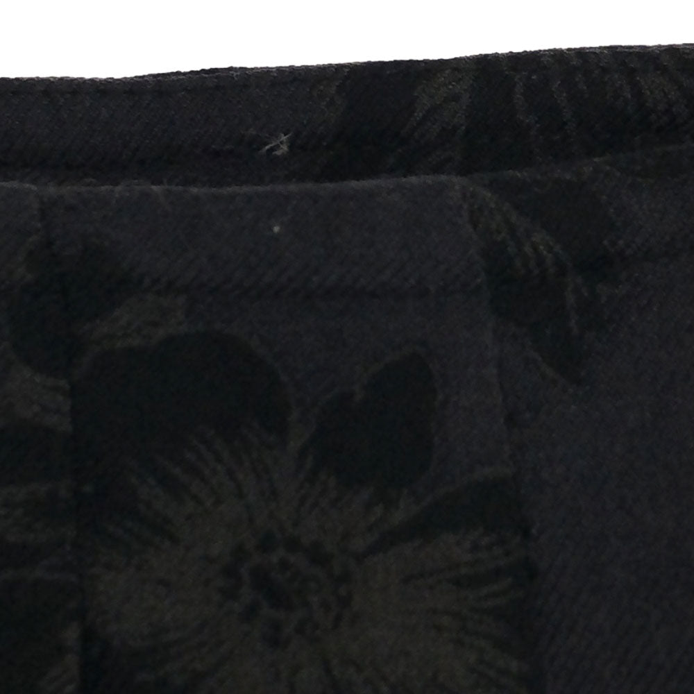 ETRO エトロ イタリア製 花柄 ビーズ装飾 ミディ丈 タック フレアスカート 42 ブラック系 サイドジップ 裏地付き レディース