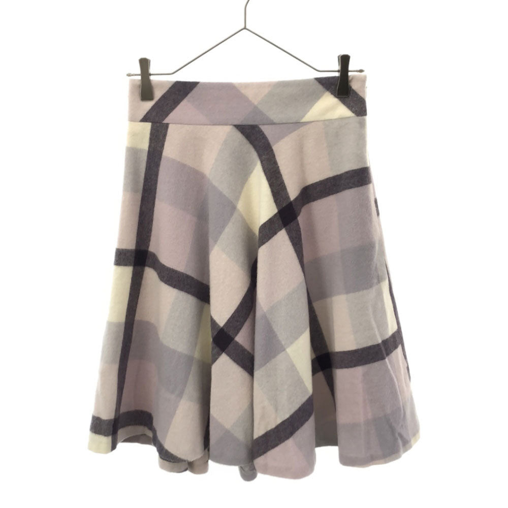 未使用 ブルーレーベルクレストブリッジ 日本製 三陽商会 ミディ丈 フレアスカート 38 パープル系 BLUE LABEL CRESTBRIDGE タグ付き サイドジップ 裏地付き レディース