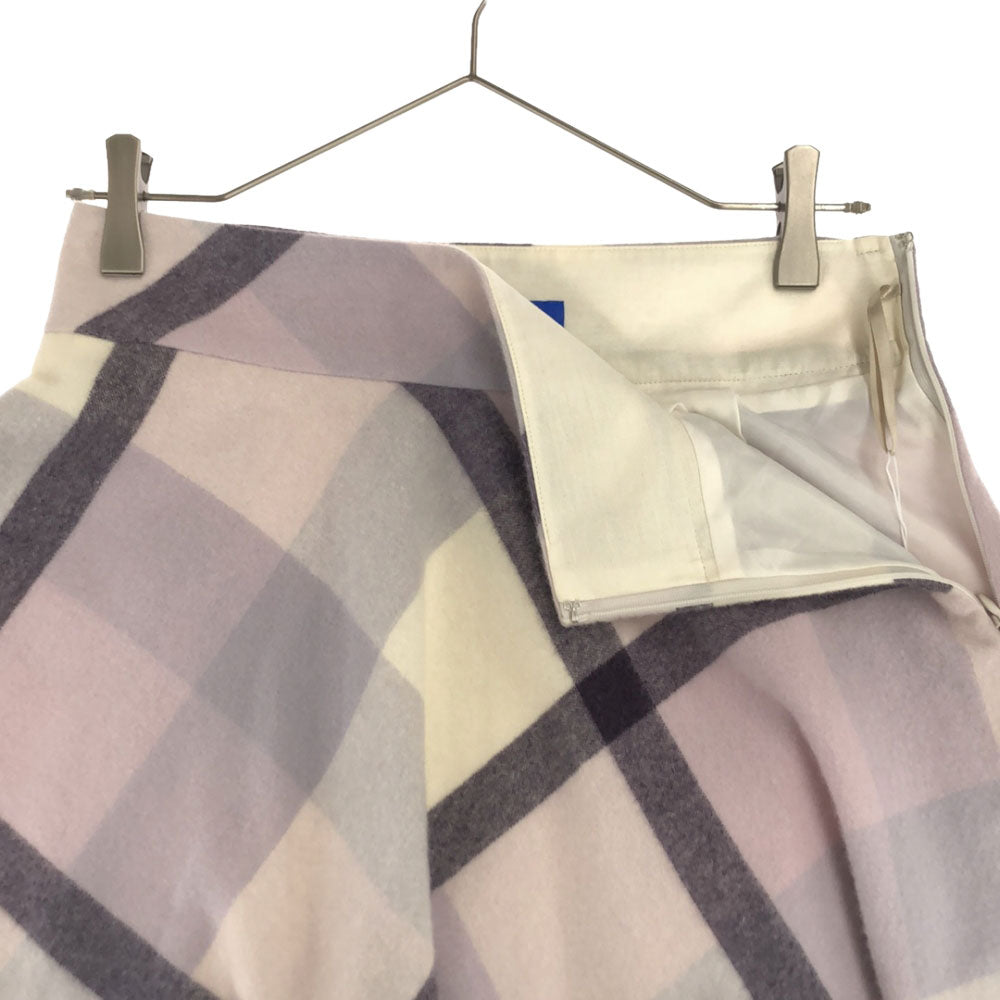 未使用 ブルーレーベルクレストブリッジ 日本製 三陽商会 ミディ丈 フレアスカート 38 パープル系 BLUE LABEL CRESTBRIDGE タグ付き サイドジップ 裏地付き レディース