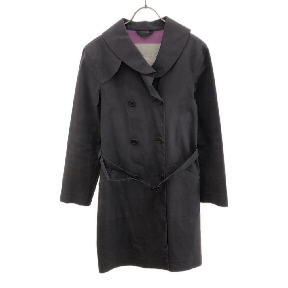 ハンコック ラバープルーフ コート 38 ネイビー ウエストベルト レディース