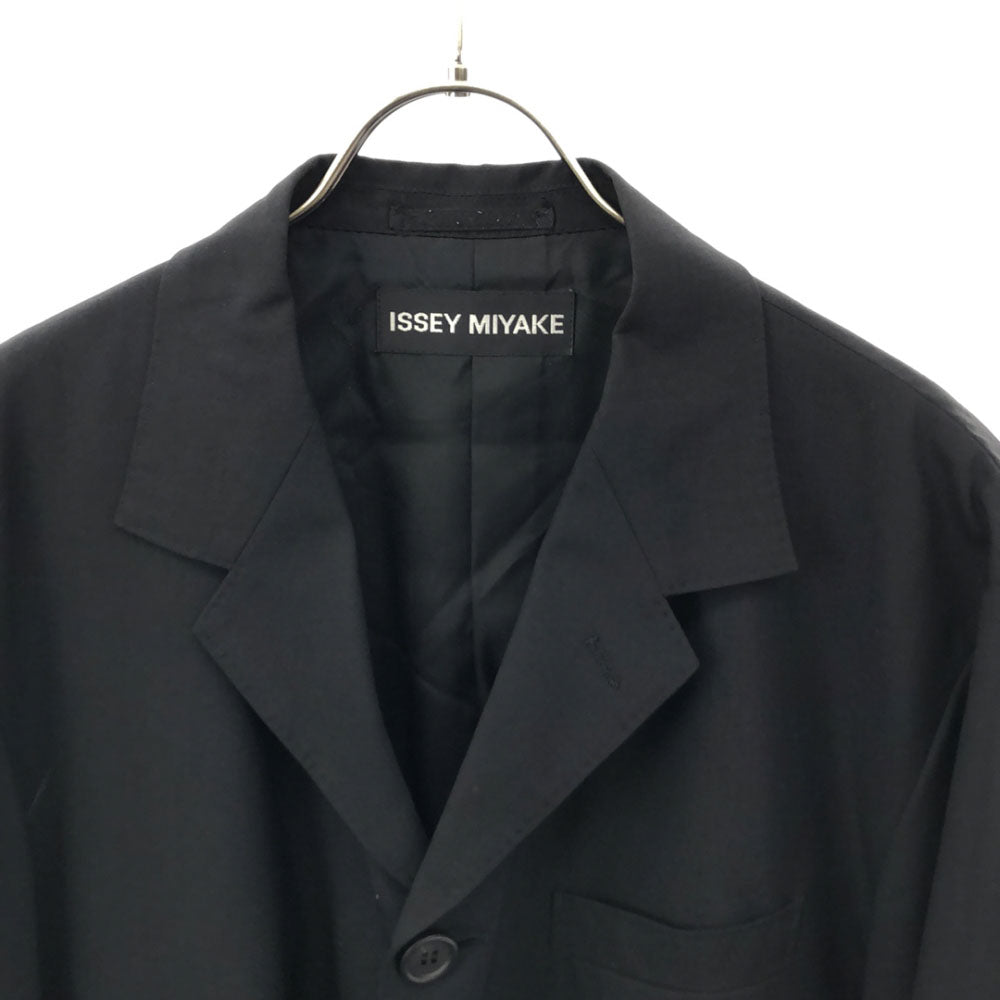 ISSEY MIYAKE イッセイミヤケ 日本製 ウールブレンド テーラードジャケット 2 ブラック メンズ