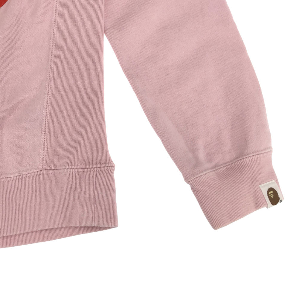 アベイシングエイプ 日本製 プリント 長袖 トレーナー XS ピンク A BATHING APE スウェット レディース