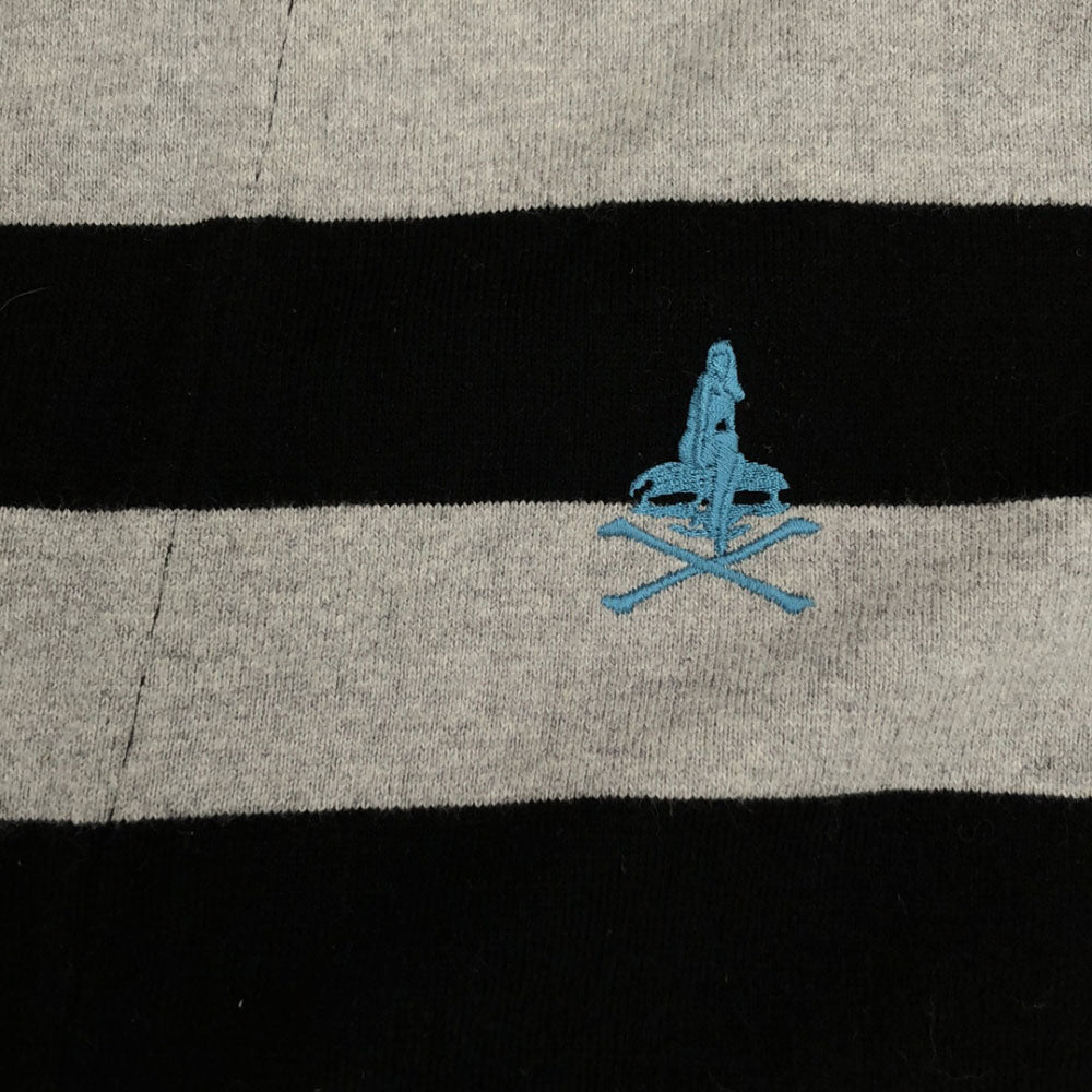 HYSTERIC ヒステリック 日本製 ボーダー スウェット テーラードジャケット M ブラック×グレー 刺繍 メンズ