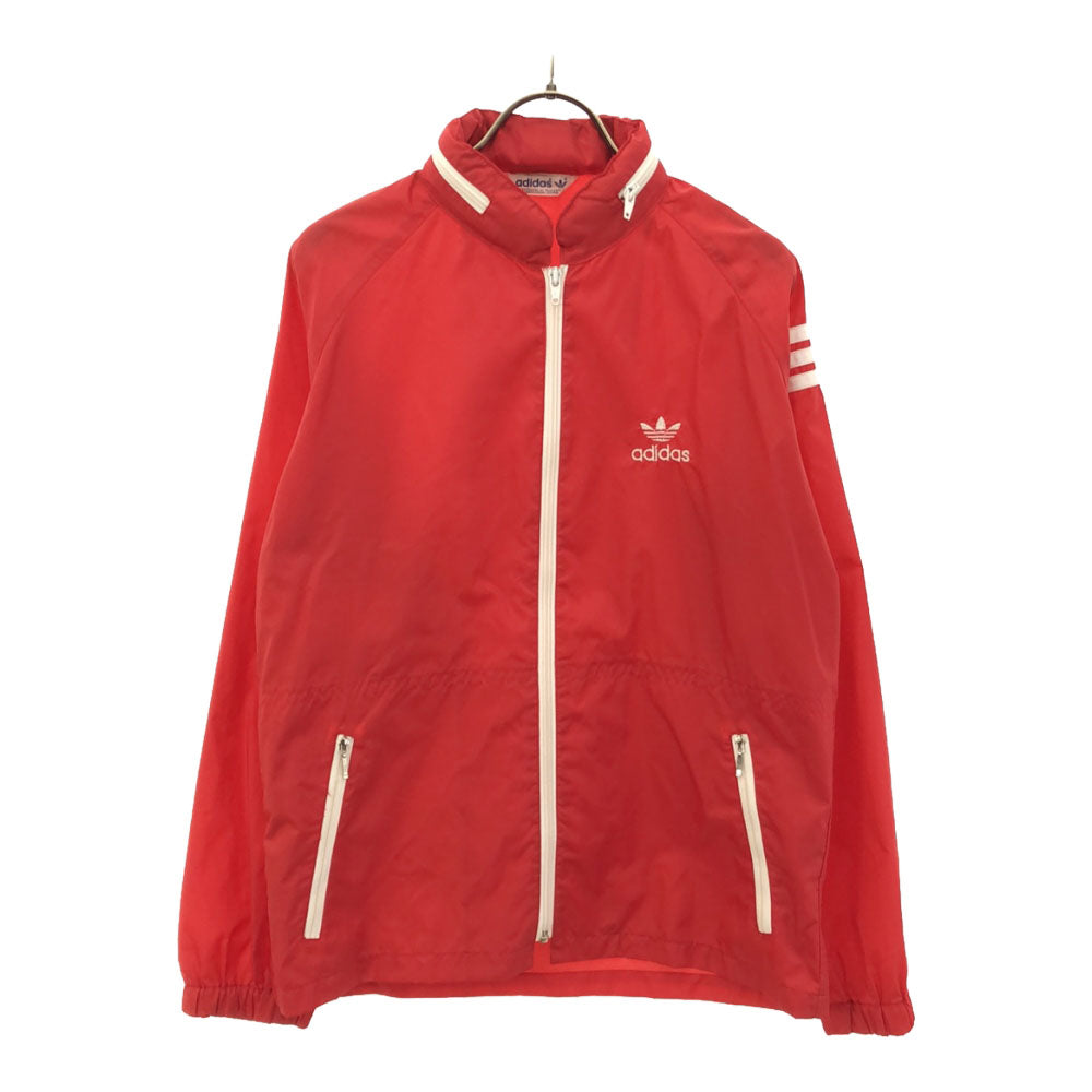 adidas アディダス 70s デサント製 ヴィンテージ トレフォイルロゴ刺繍 3ライン ナイロンジャケット S レッド オールド ヴィンテージ メンズ