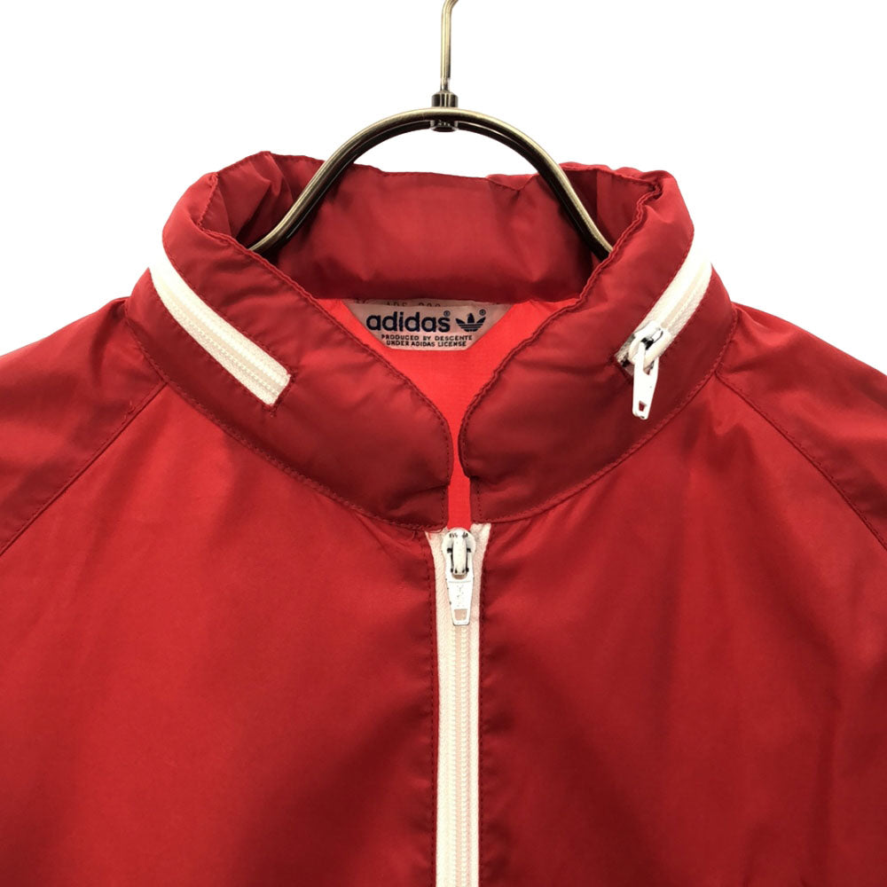 adidas アディダス 70s デサント製 ヴィンテージ トレフォイルロゴ刺繍 3ライン ナイロンジャケット S レッド オールド ヴィンテージ メンズ