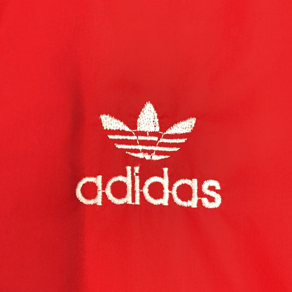 adidas アディダス 70s デサント製 ヴィンテージ トレフォイルロゴ刺繍 3ライン ナイロンジャケット S レッド オールド ヴィンテージ メンズ