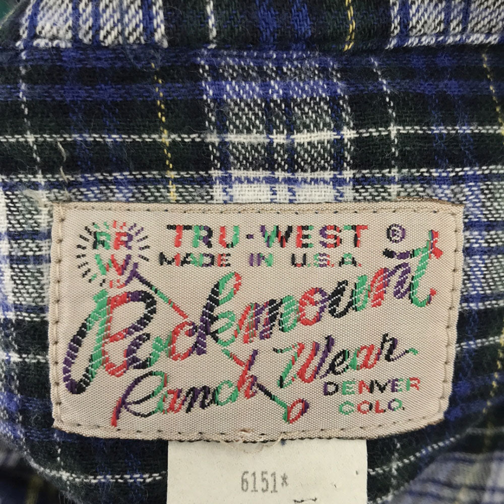 rockmount ranch wear ロックマウントランチウェア 70s レインボータグ チェック柄 長袖 ウエスタンシャツ M オールド ヴィンテージ メンズ
