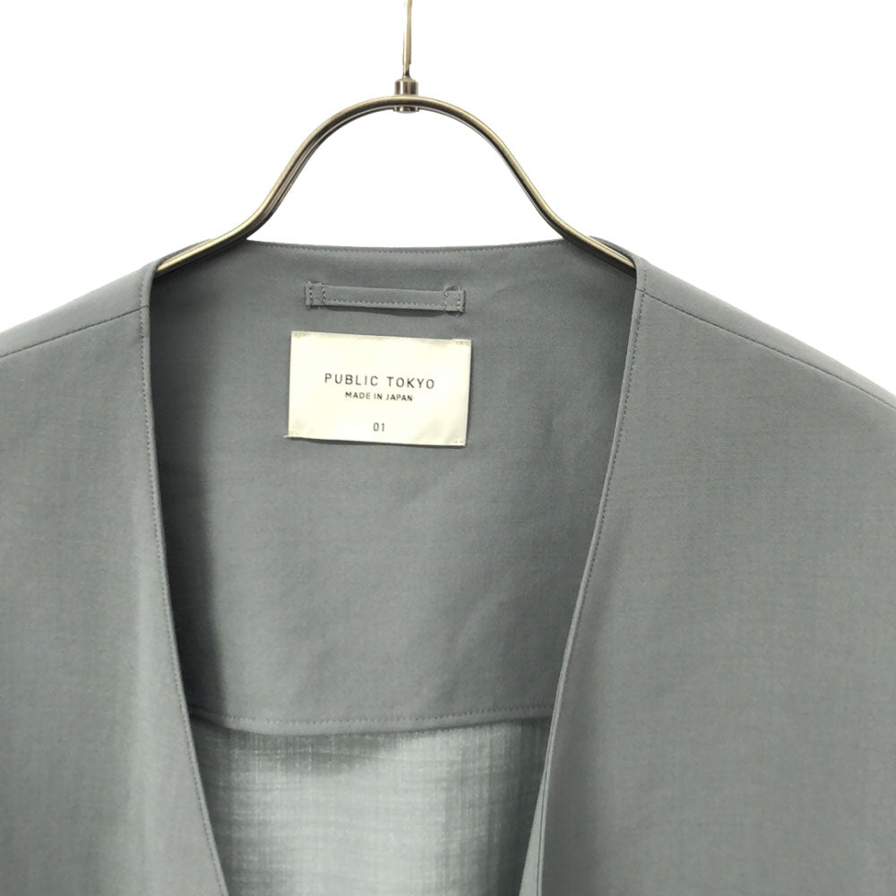 PUBLIC TOKYO パブリックトウキョウ 日本製 ノーカラージャケット 1 ブルーグレー メンズ