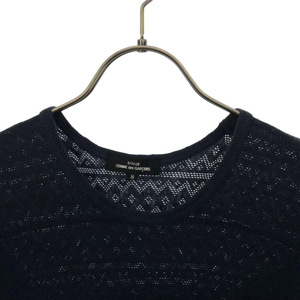 tricot COMME des GARCONS トリココムデギャルソン AD2010 日本製 TG-T023 長袖 リネンブレンド カットソー S ネイビー レディース