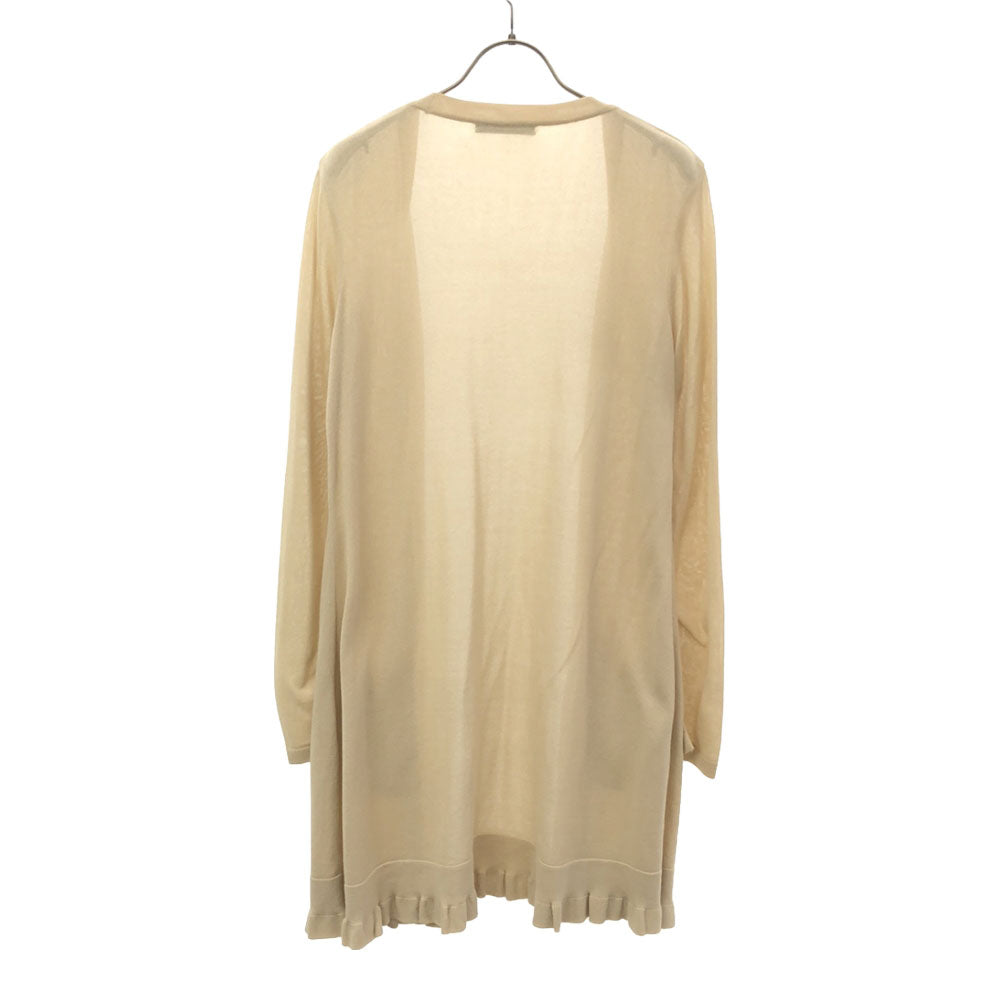 Rene basic ルネベーシック 日本製 長袖 ロング ニットカーディガン 36 ベージュ フリル レディース