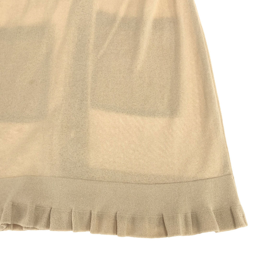 Rene basic ルネベーシック 日本製 長袖 ロング ニットカーディガン 36 ベージュ フリル レディース