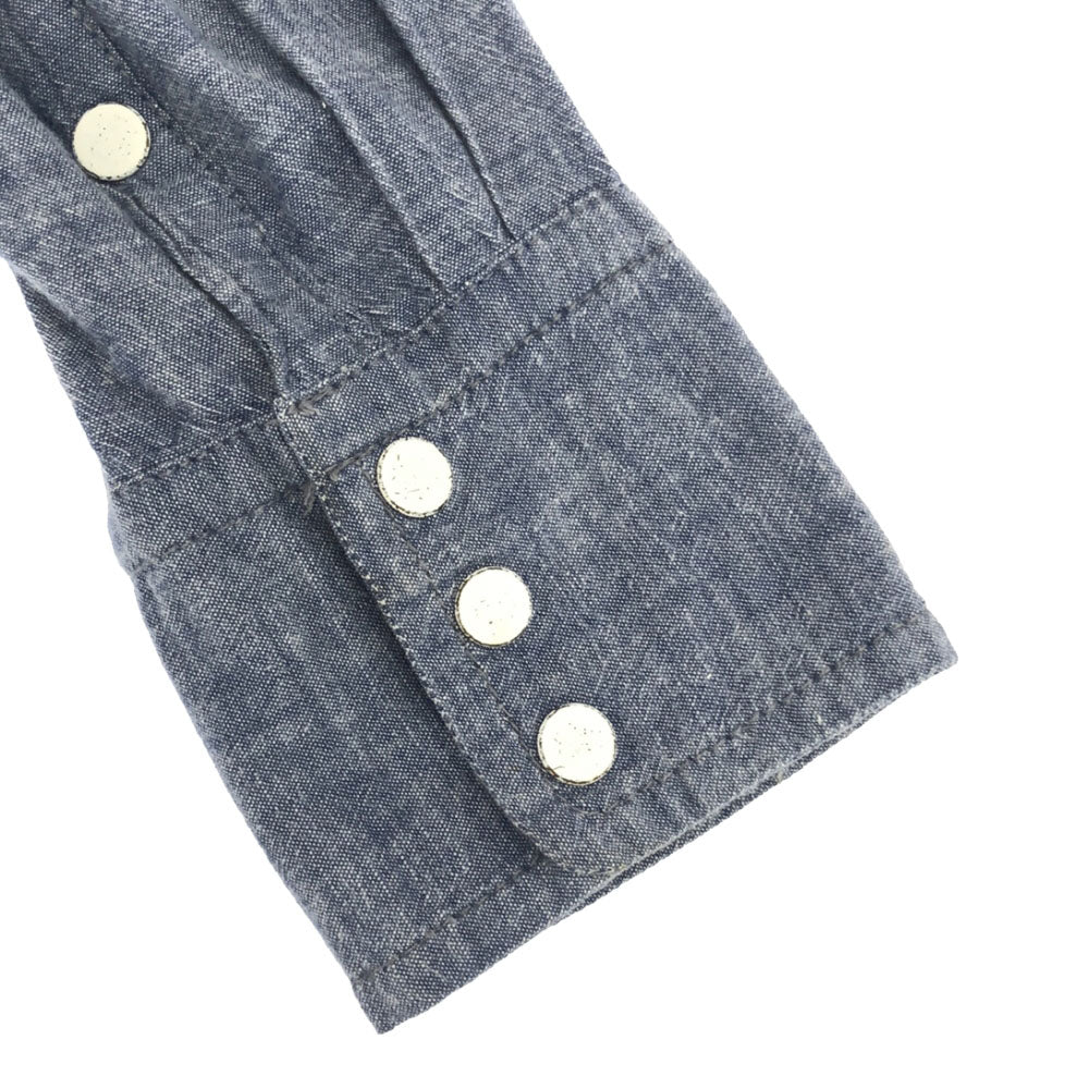 BRU NA BOINNE ブルーナボイン 日本製 長袖 シャンブレー ウエスタンシャツ 0 ブルー メンズ