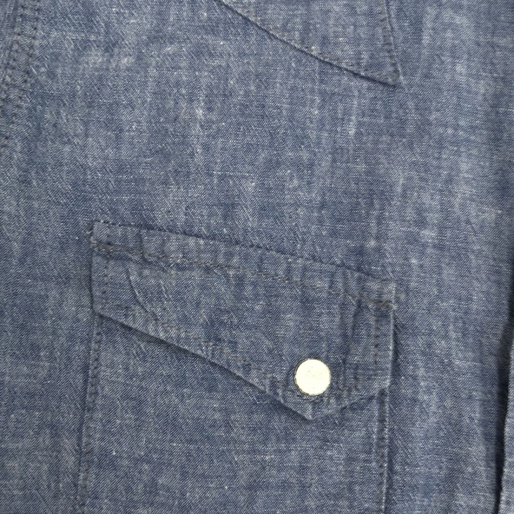 BRU NA BOINNE ブルーナボイン 日本製 長袖 シャンブレー ウエスタンシャツ 0 ブルー メンズ