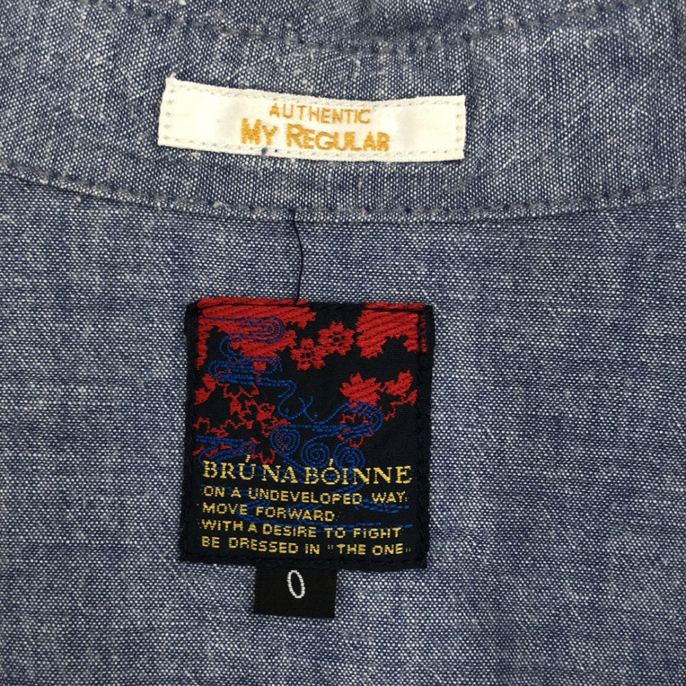 BRU NA BOINNE ブルーナボイン 日本製 長袖 シャンブレー ウエスタンシャツ 0 ブルー メンズ