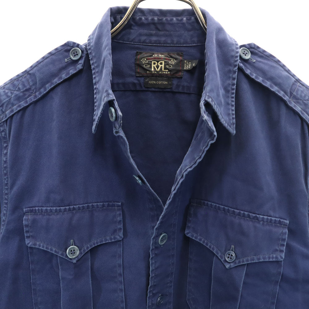 RRL 一ツ星 長袖 コットンシャツ S ネイビー ダブルアールエル RALPH LAUREN メンズ