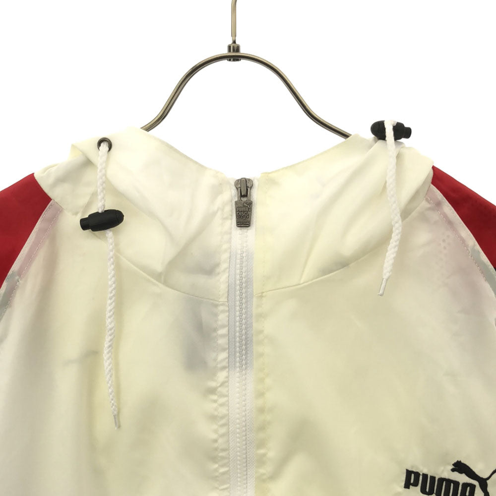 PUMA プーマ 90s 未使用 トレーニング 長袖 ジップジャケット L ホワイト系 フード 裏メッシュ タグ付き オールド メンズ