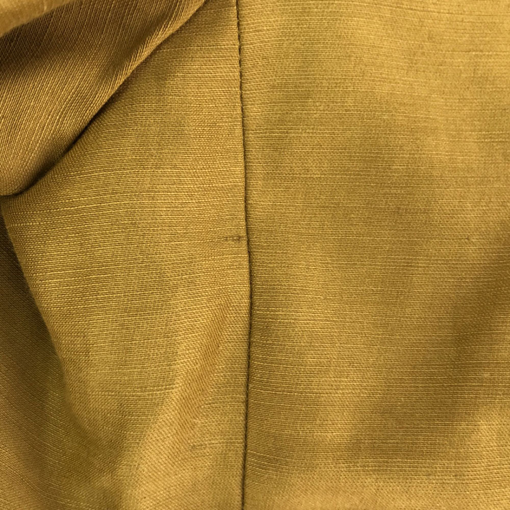 PAULE KA ポールカ リネンブレンド ノーカラージャケット 38 イエロー系 切替 ボタンレス レディース