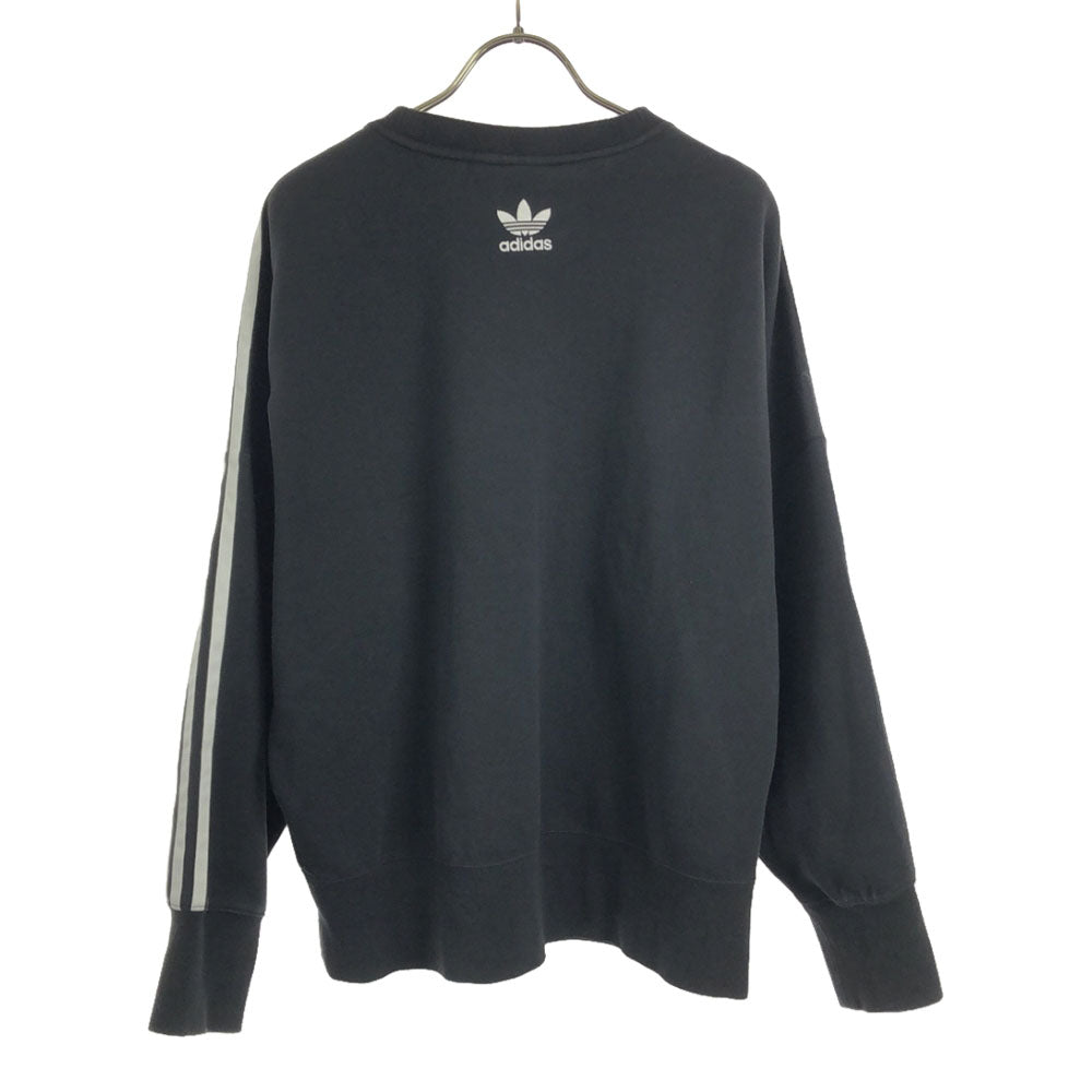 adidas アディダス トレフォイルロゴ刺繍 長袖 スウェット トレーナー OT ブラック レディース