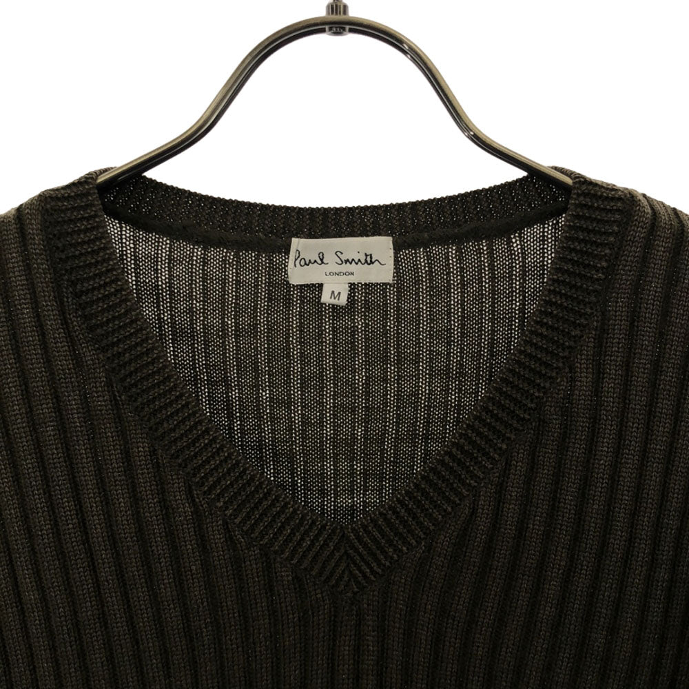 Paul Smith ポールスミス 日本製 ウール 長袖 Vネック セーター M カーキ ニット レディース