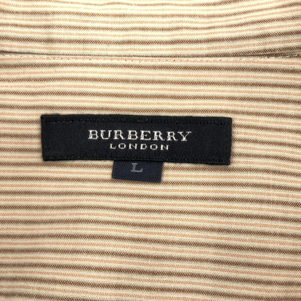 バーバリーロンドン 三陽商会 ストライプ 長袖 バンドカラーシャツ L ベージュ系 BURBERRY LONDON メンズ
