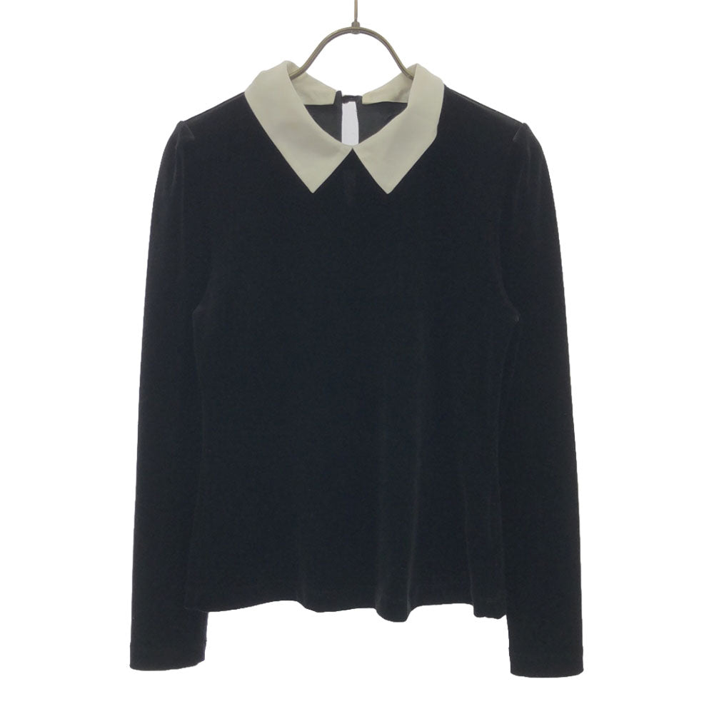 ベロア ノワール バイ フォクシー ニューヨーク 長袖 ベロア カットソー 38 ブラック×ホワイト VELOUR NOIR by FOXEY レディース