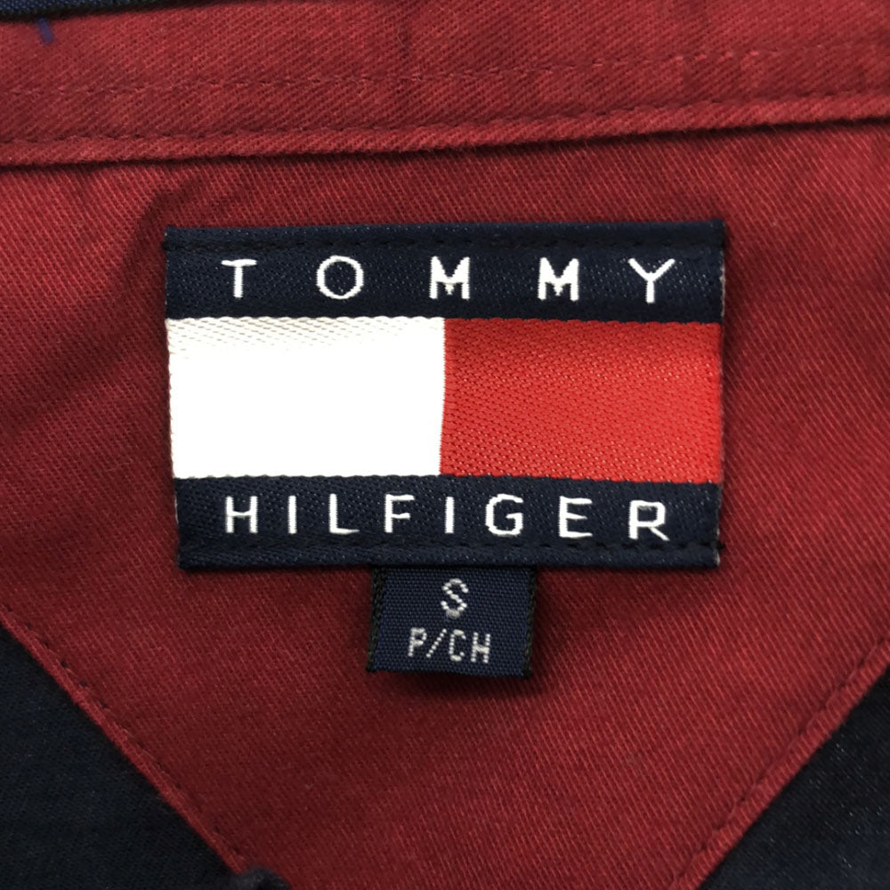 TOMMY HILFIGER トミーヒルフィガー 90s フラッグタグ ロゴ刺繍 長袖 ボタンダウンシャツ S ネイビー系 オールド メンズ