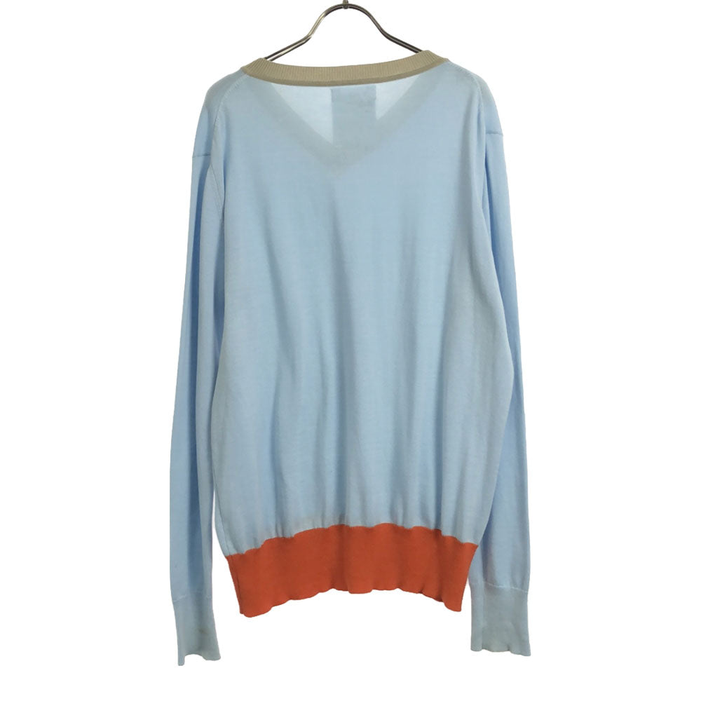 ディガウェル 日本製 長袖 Vネック ニット 2 ブルー系 DIGAWEL セーター メンズ