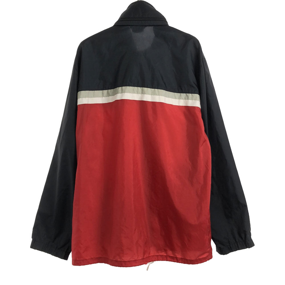adidas アディダス 70s 80s ヴィンテージ デサント製 トレフォイルロゴ刺繍 ナイロンジャケット May-94 ブラック×レッド オールド メンズ