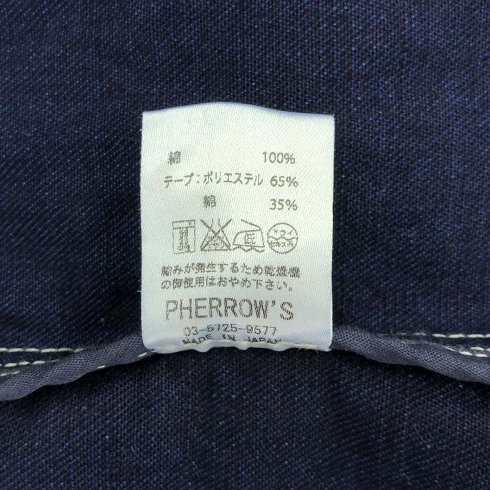 フェローズ インディゴ染め ストライブ柄 カバーオール 38 ネイビー×ホワイト Pherrow's メンズ