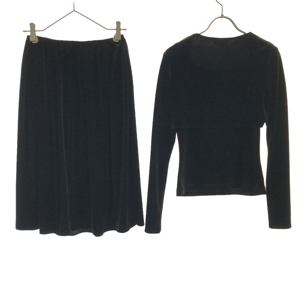 フォクシーニューヨーク 日本製 ボレロ付き 半袖カットソー スカートスーツ 上下 セットアップ F ブラック FOXEY NEW YORK 三点セット レディース