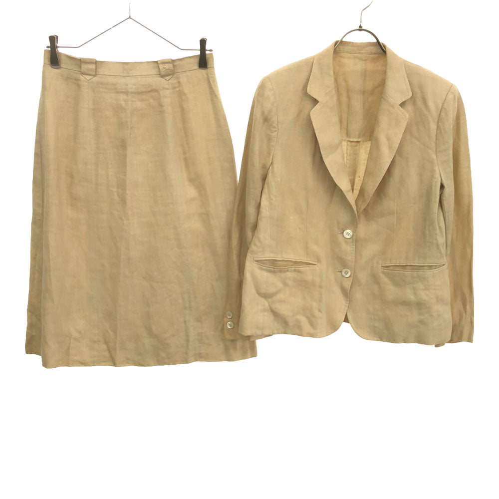 Burberrys バーバリーズ 90s リネン スカートスーツ 上下 セットアップ 13AB2 ベージュ オールド レディース