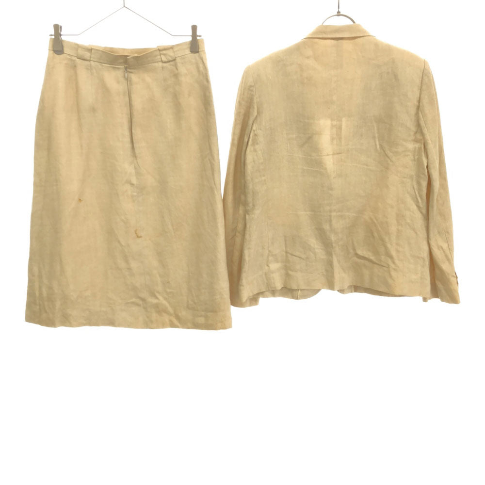 Burberrys バーバリーズ 90s リネン スカートスーツ 上下 セットアップ 13AB2 ベージュ オールド レディース