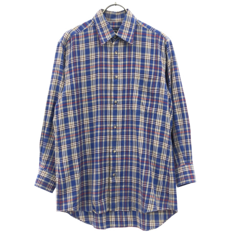 Burberrys バーバリーズ 90s チエック柄 長袖 シャツ ブルー系 オーダーメイド オールド メンズ