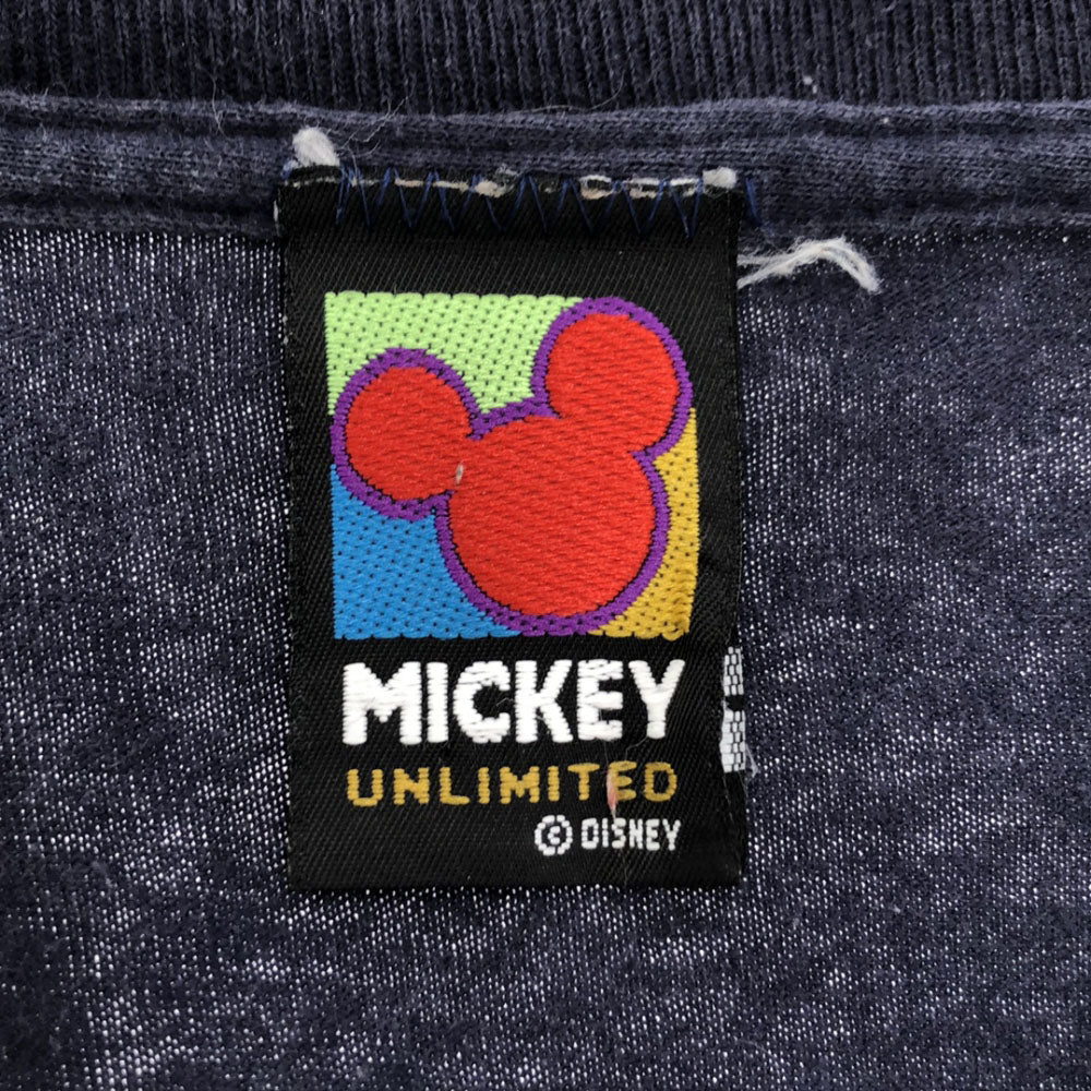 ディズニー 90s ミッキー プリント柄 長袖 Tシャツ ネイビー系 Disney ロンT カットソー オールド メンズ