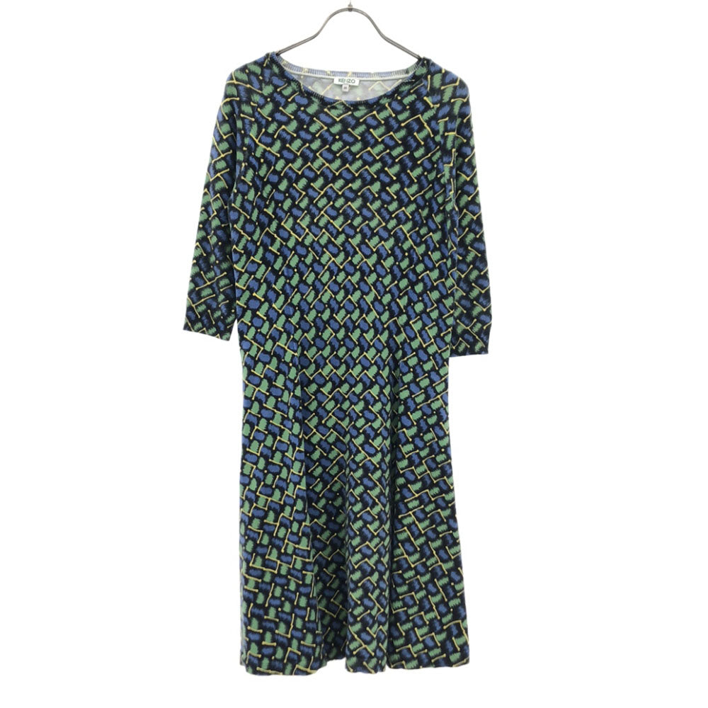 KENZO ケンゾー 総柄 5分袖 フレア ワンピース M レディース