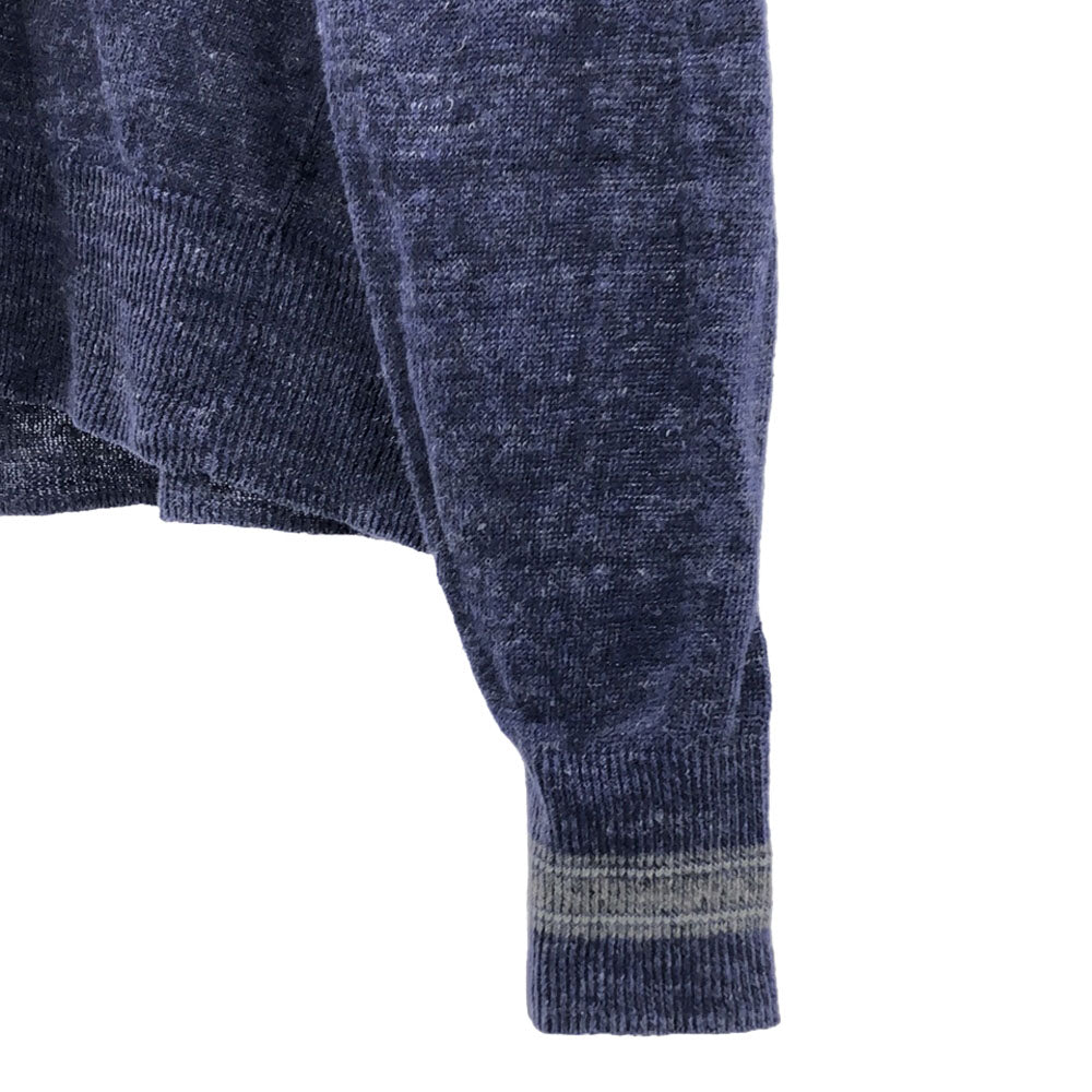 Paul Smith ポールスミス 長袖 リネン Vネック カーディガン M ネイビー×グレー メンズ