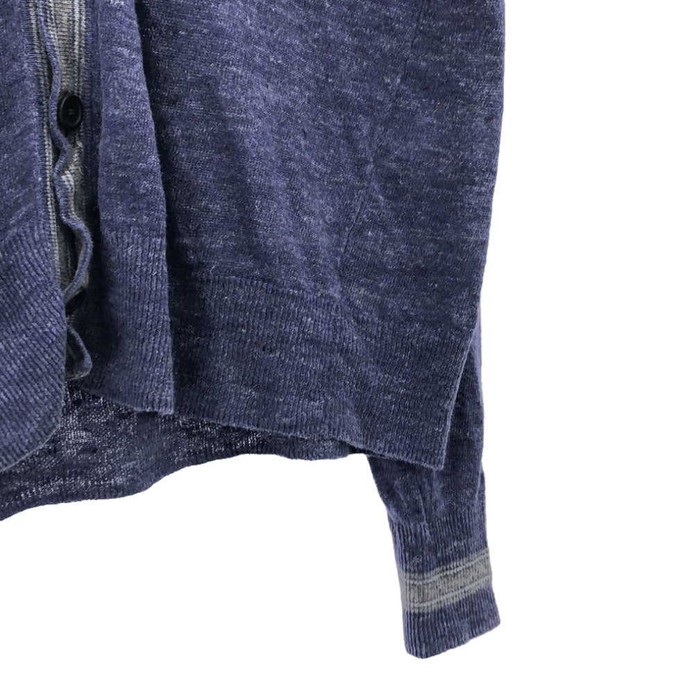 Paul Smith ポールスミス 長袖 リネン Vネック カーディガン M ネイビー×グレー メンズ