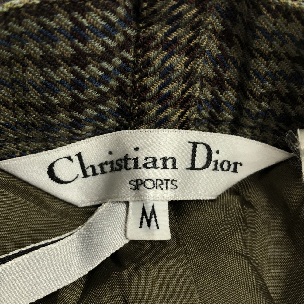 Christian Dior SPORTS クリスチャンディオール スポーツ 90s 千鳥格子 ツータック ウールパンツ M カーキ系 テーパードパンツ オールド ヴィンテージ レディース