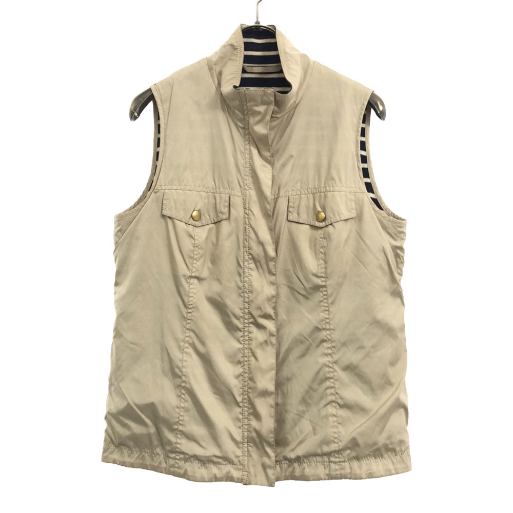 アクアスキュータム ジップ ベスト ベージュ Aquascutum 裏ボーダー柄 レディース