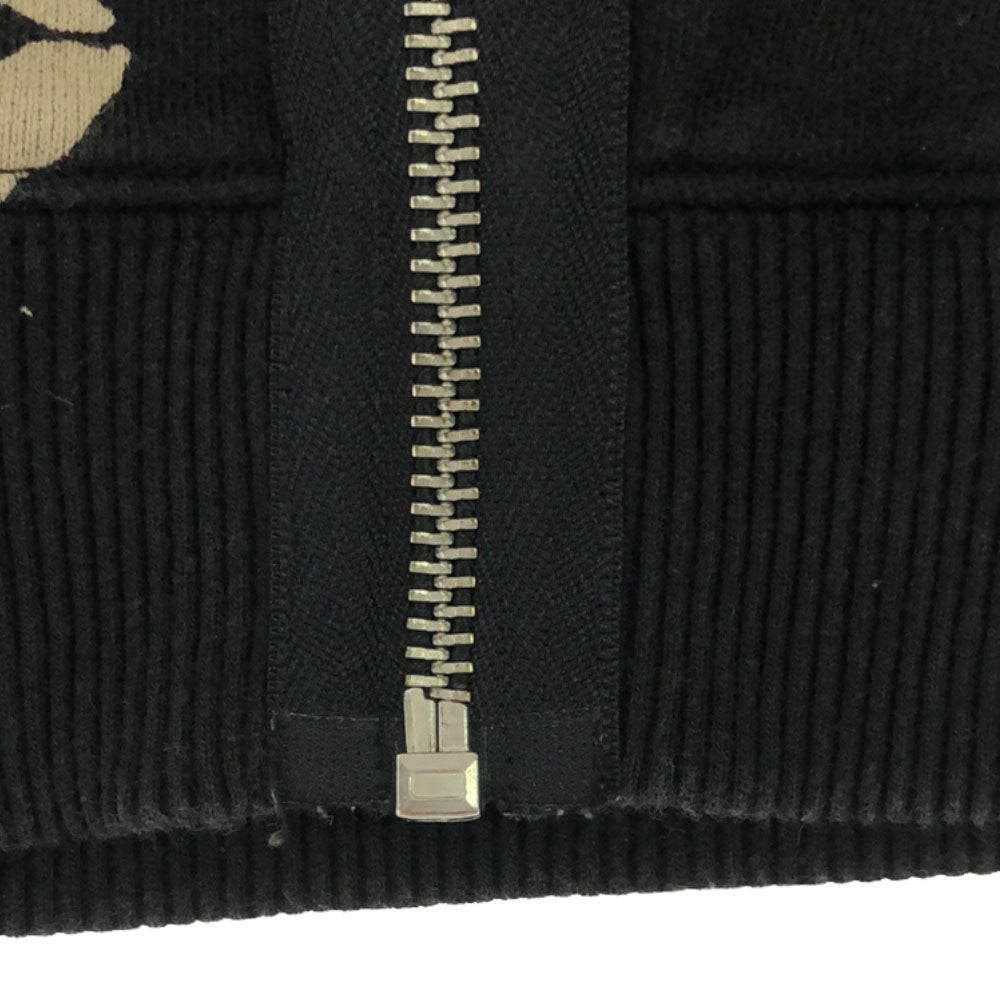 MARC BY MARC JACOBS マークバイマークジェイコブス 総柄 長袖 スウェット ジップパーカー XS ブラック レディース