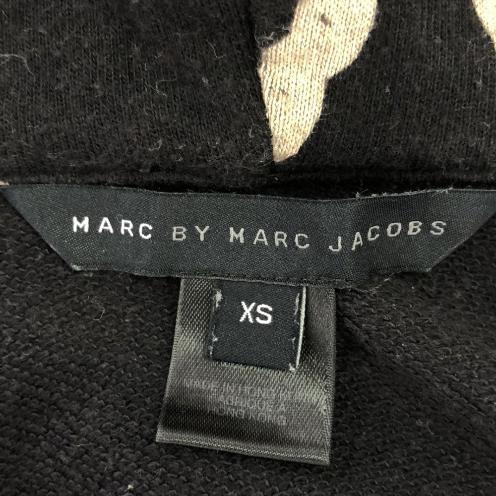 MARC BY MARC JACOBS マークバイマークジェイコブス 総柄 長袖 スウェット ジップパーカー XS ブラック レディース