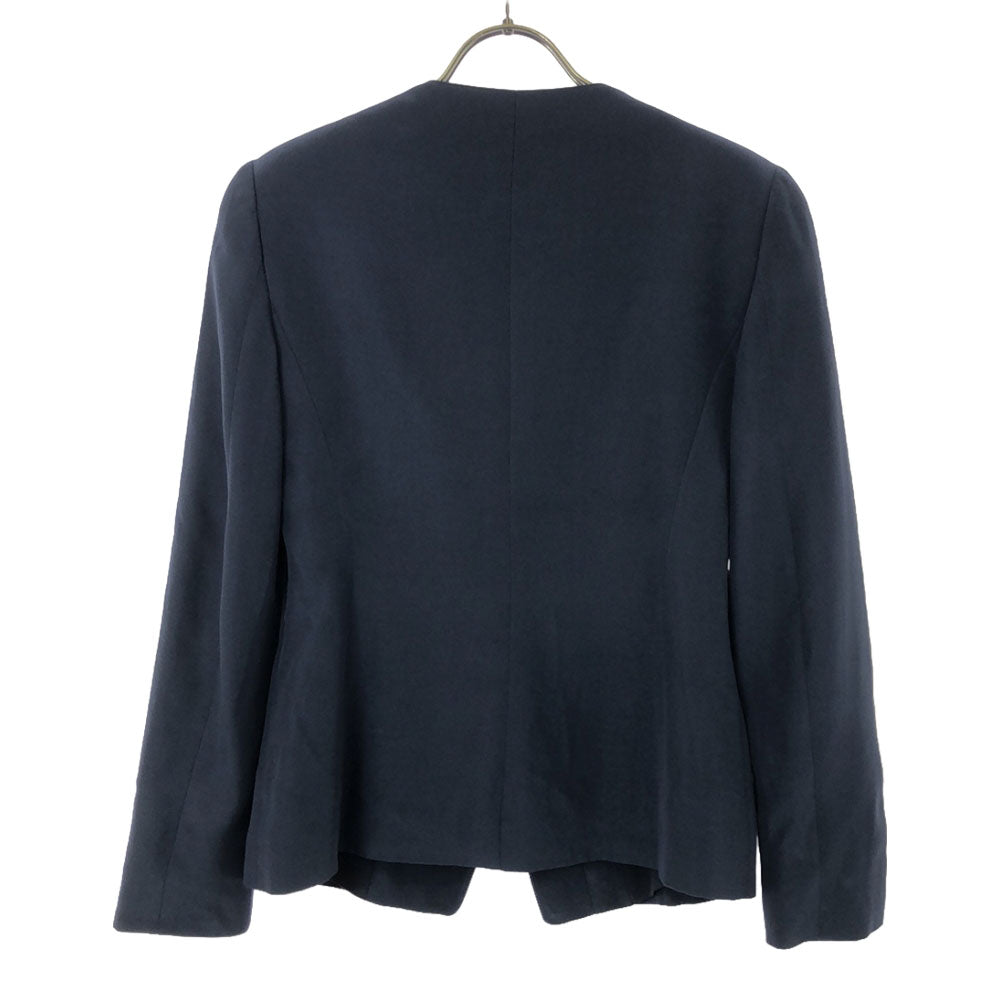 ARMANI COLLEZIONI アルマーニコレツィオー二 イタリア製 ノーカラージャケット 38 ネイビー レディース