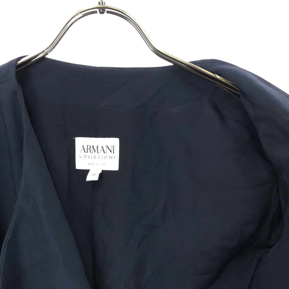 ARMANI COLLEZIONI アルマーニコレツィオー二 イタリア製 ノーカラージャケット 38 ネイビー レディース