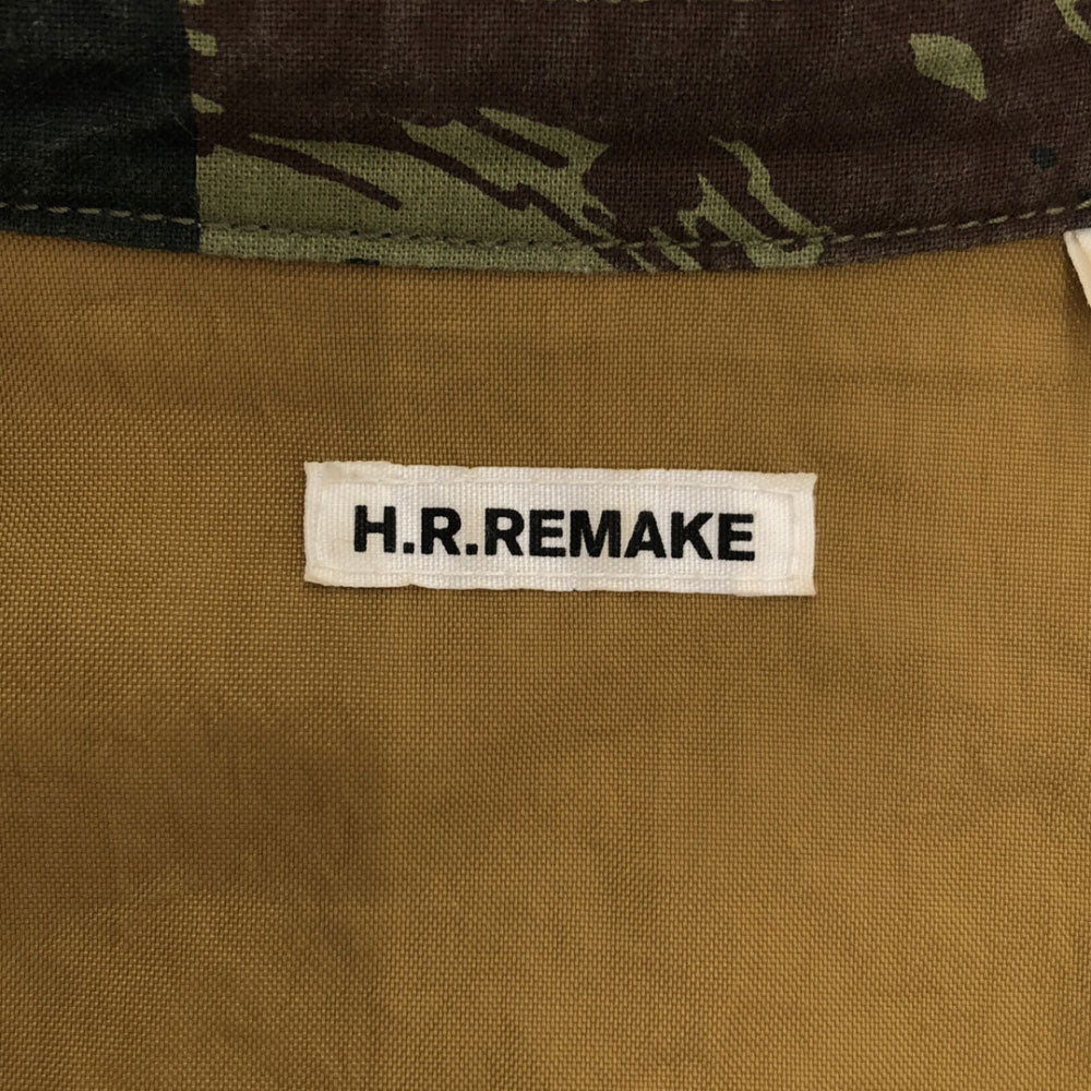 H.R.REMAKE エイチアールリメイク 日本製 迷彩 カモフラ 長袖 ミリタリーシャツ M カーキ系 ハリウッドランチマーケット レディース